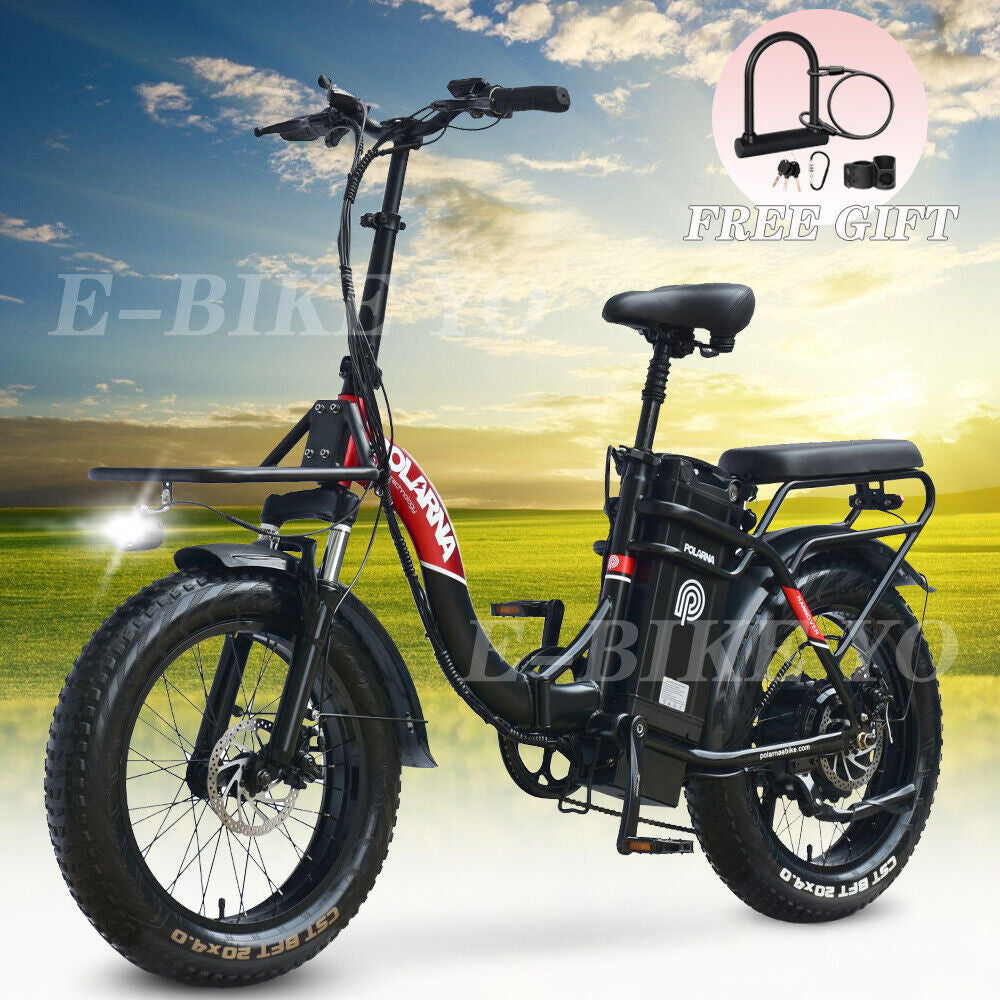 20" E-Bike 1200W 48V 40Mph Fat Tire Electric Folding Bike City Bicycle for Adult