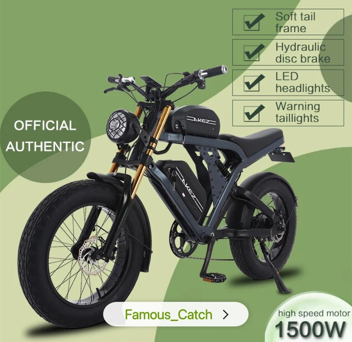 E - Mountain Bike 1500W Fat Electric Bicycle Intelligent Powered System