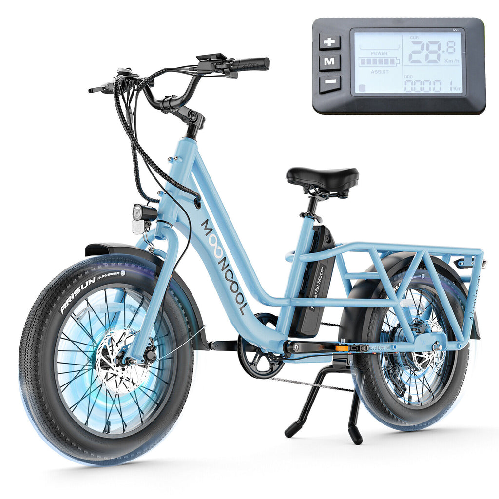 Mooncool Ebike Cargo Electric Bike Adults 750W 48V Fat Tire for Adults Bicycles