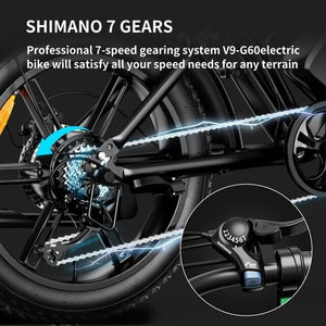 Electric Bike 1500W 48V/20Ah Dual Suspension Fat Tire E Bike E Bicycle for Adult
